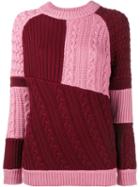 House Of Holland Oversized Patchwork Knit Jumper, Women's, Size: S/m, Pink/purple, Merino