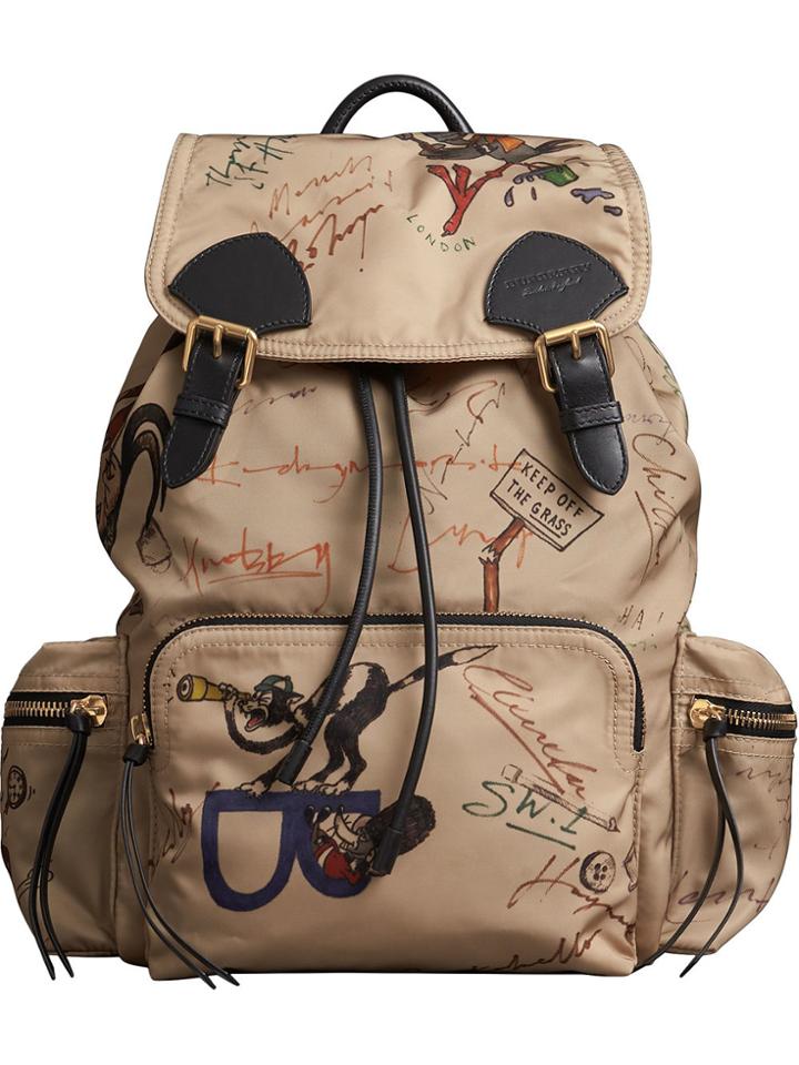 Burberry Medium Rucksack Printed Backpack - Nude & Neutrals