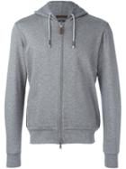 Eleventy Drawstring Detail Zipped Hoodie, Men's, Size: Xl, Grey, Cotton/polyamide