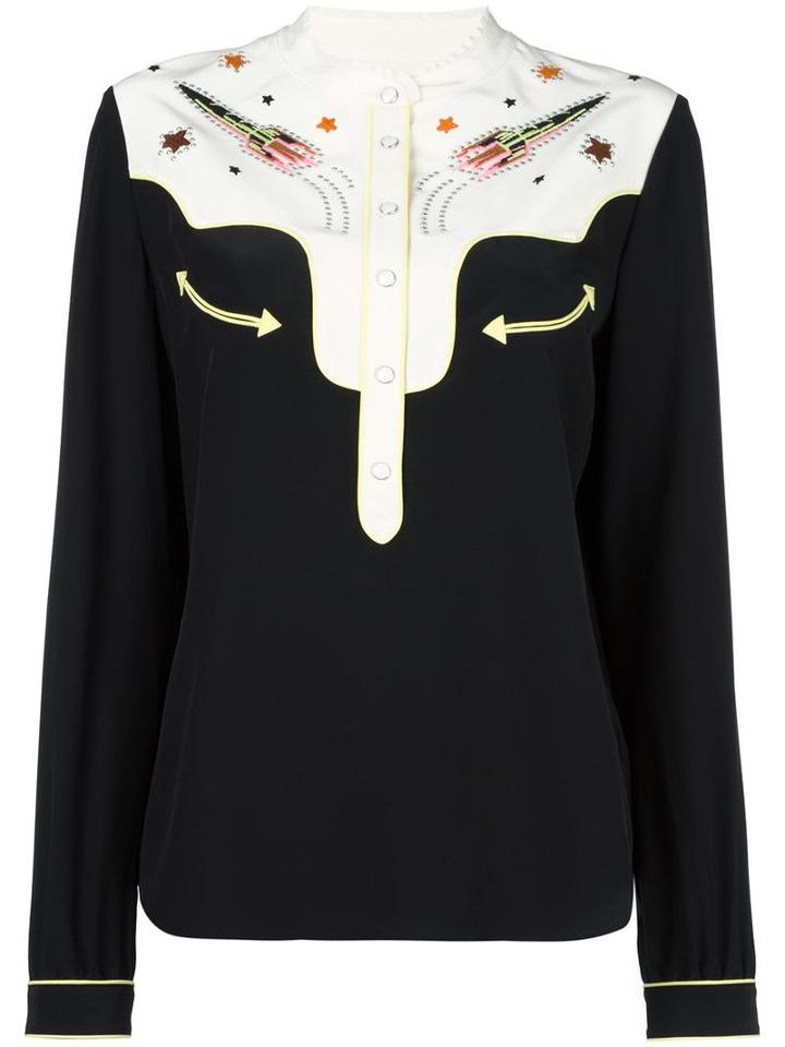 Coach Cowboy Blouse, Women's, Size: 4, Black, Silk
