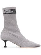 Miu Miu Lurex Sock Booties - Silver