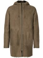 Desa Collection Zipped Shearling-lined Coat - Brown