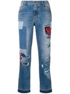 Ermanno Scervino Ripped Jeans With Embroidery Details - Blue