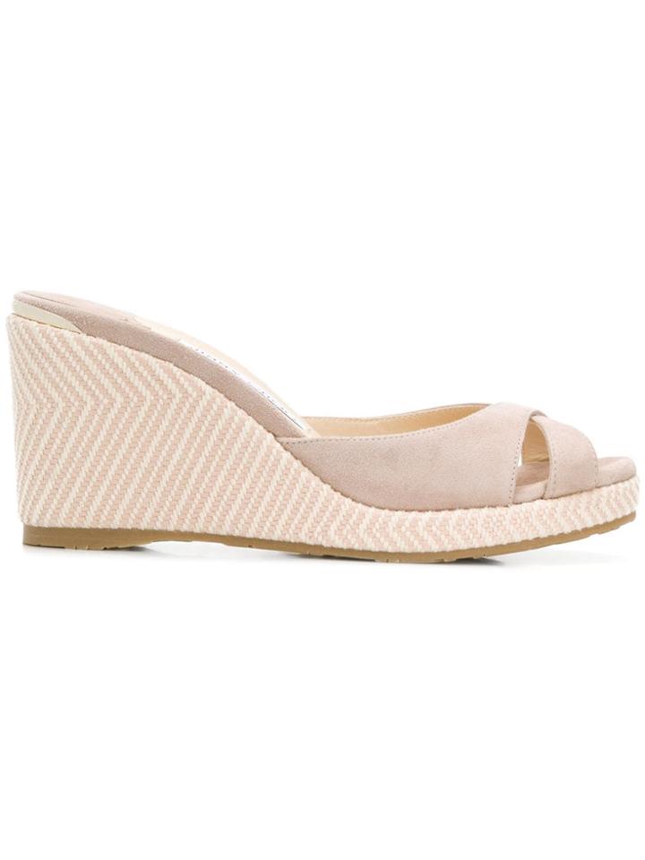 Jimmy Choo Almer 80 Wedge Mules - Pink