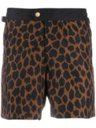 Tom Ford Leopard Print Swim Shorts - Brown