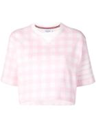 Thom Browne 4-bar Gingham Boxy Cutoff Tee - Pink