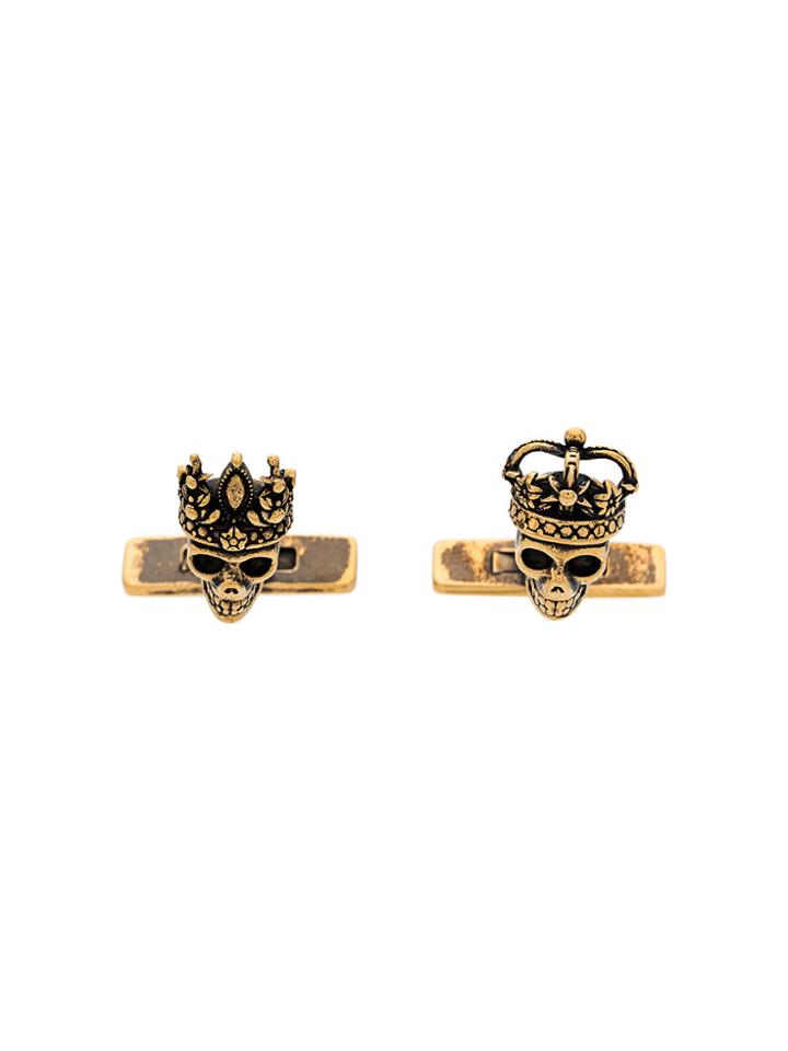 Alexander Mcqueen Queen & King Skull Cufflinks - Metallic