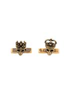 Alexander Mcqueen Queen & King Skull Cufflinks - Metallic