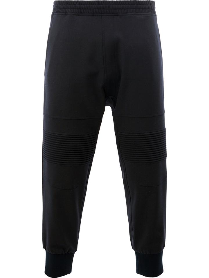 Neil Barrett Ribbed Knee Track Pants, Men's, Size: 46, Blue, Silk/cotton/polyester/virgin Wool