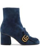 Gucci Suede Ankle Boot With Double G - Blue