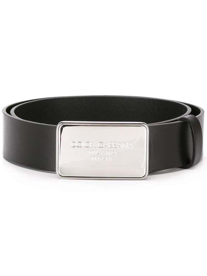 Dolce & Gabbana - Logo Plaque Belt - Men - Leather - 85, Black, Leather