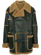 Kolor Side Zip Leather Coat - Black