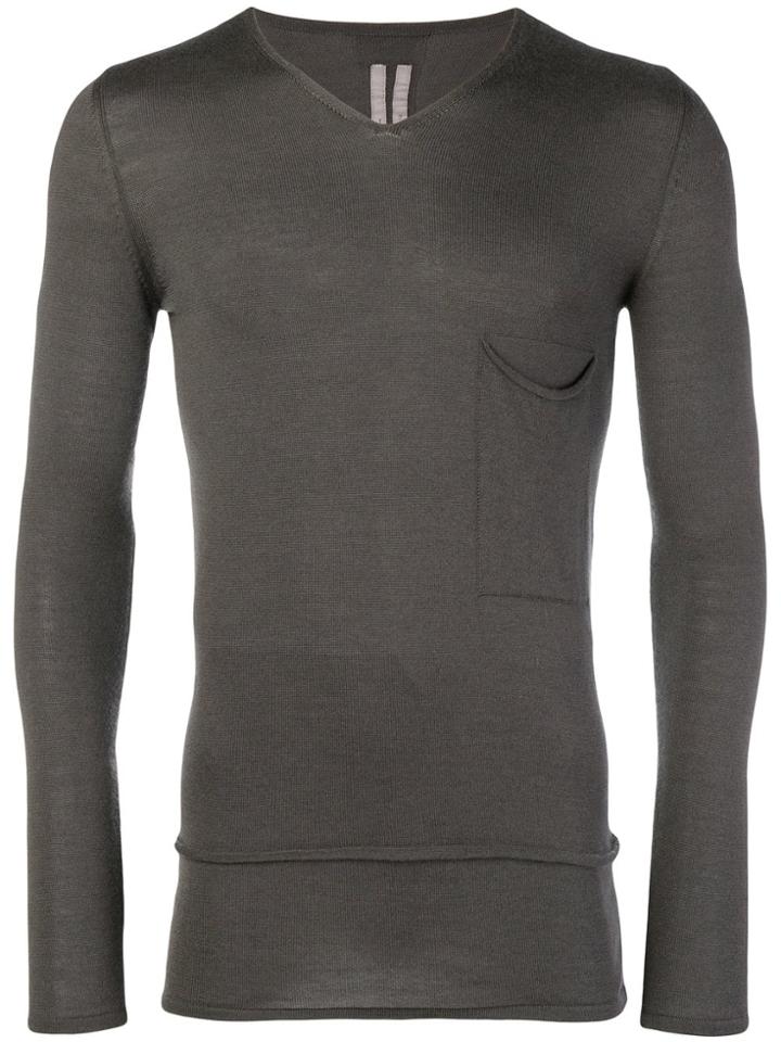 Rick Owens Slim V-neck Sweater - Grey