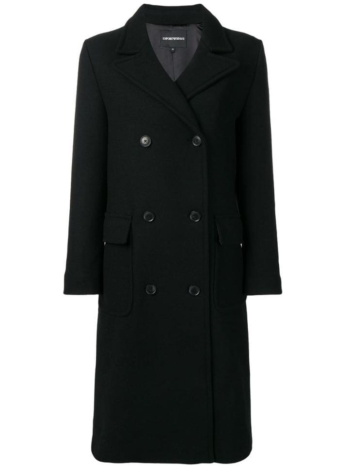 Emporio Armani Classic Double-breasted Coat - Black