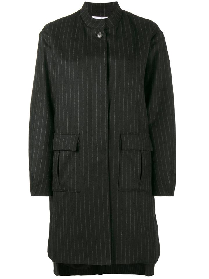Lot78 Pinstripe Cocoon Coat - Blue