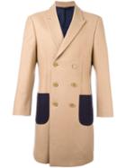Lc23 Patch Pockets Double-breasted Coat, Men's, Size: 44, Nude/neutrals, Wool/cashmere/nylon/viscose