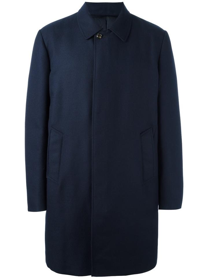 Moncler Padded Classic Coat, Men's, Size: 6, Blue, Feather Down/polyamide/virgin Wool