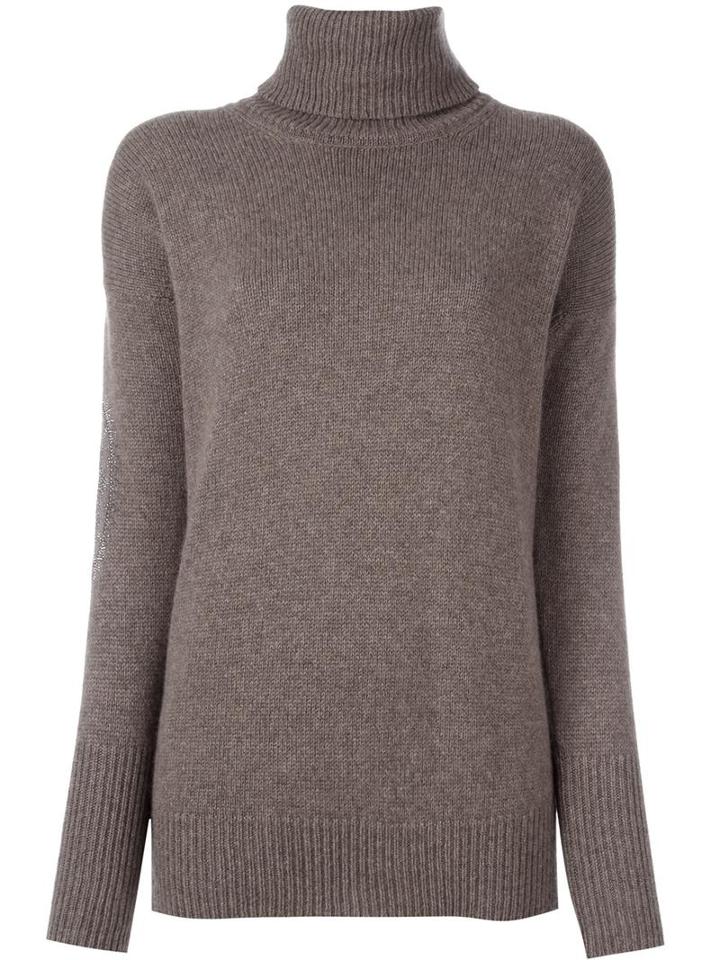 Giada Benincasa Ribbed Trim Roll Neck Jumper, Women's, Size: Xs, Brown, Cashmere