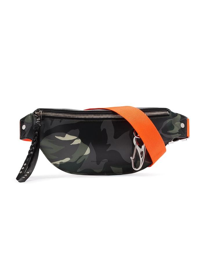 Alexander Mcqueen Orange And Camouflage Harness Belt Bag - Black