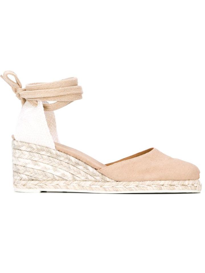 Castañer Carina Wedge Pumps, Women's, Size: 39, Nude/neutrals, Canvas/leather/rubber