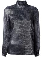 Vanessa Seward Metallic Roll Neck Top, Women's, Size: 40, Black, Silk/metallized Polyester