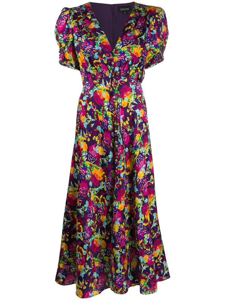 Saloni Lea Silk Maxi Dress - Purple