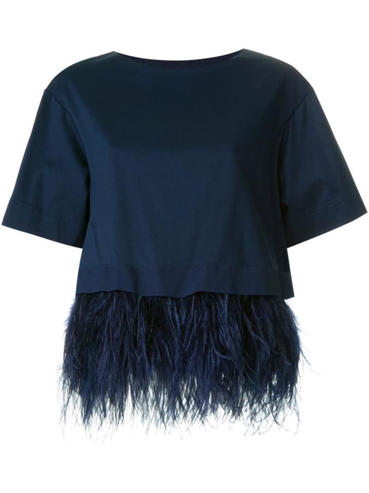 Le Ciel Bleu Feather Hem Blouse, Women's, Size: 36, Blue, Cotton