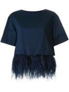 Le Ciel Bleu Feather Hem Blouse, Women's, Size: 36, Blue, Cotton