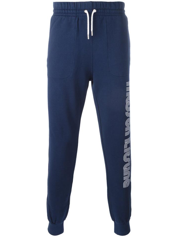 Maison Kitsuné Logo Print Sweatpants, Men's, Size: Medium, Blue, Cotton