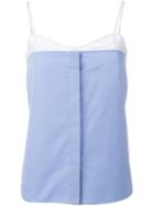 Nina Ricci Mesh Insert Spaghetti Strap Top, Women's, Size: 40, Blue, Cotton/polyamide
