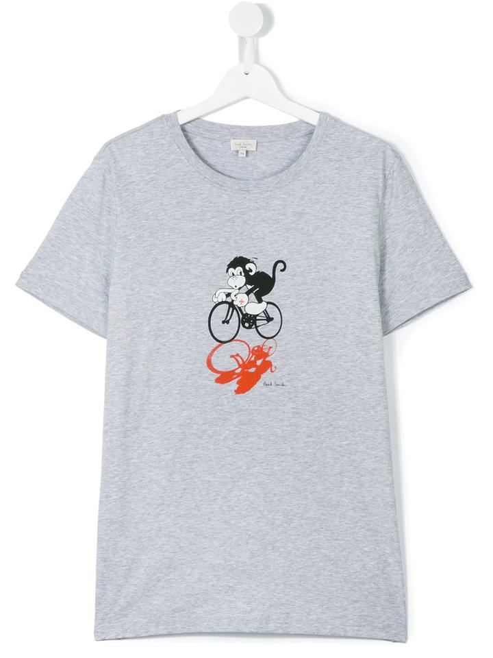 Paul Smith Junior - Monkey Print T-shirt - Kids - Cotton - 14 Yrs, Boy's, Grey