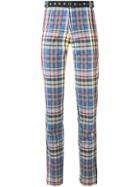 Marques'almeida Belted Checked Trousers - Blue