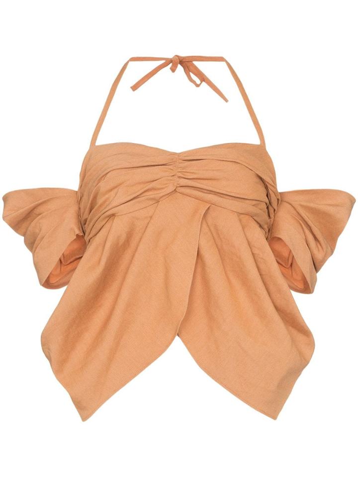 Rejina Pyo Halterneck Off-shoulder Ruched Blouse - Orange