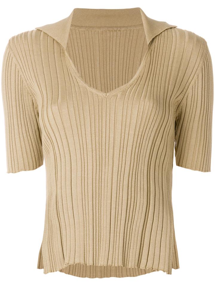 Jacquemus V-neck Ribbed Top - Brown