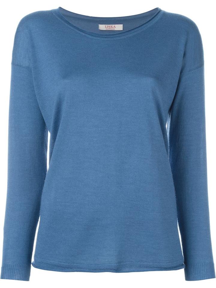 Liska Scoop Neck Sweater, Women's, Size: Medium, Blue, Silk/cashmere/merino