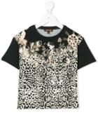 Roberto Cavalli Kids - Leopard Print T-shirt - Kids - Cotton/spandex/elastane/modal - 11 Yrs, Black