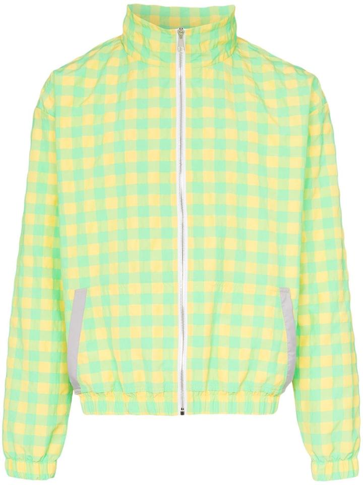 Duo Check Print Zipped Jacket - Yellow