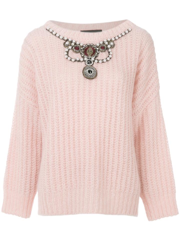 Lédition Embellished Jumper - Pink & Purple