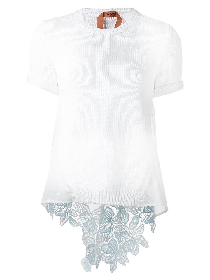 No21 Knitted T-shirt, Women's, Size: 38, White, Cotton