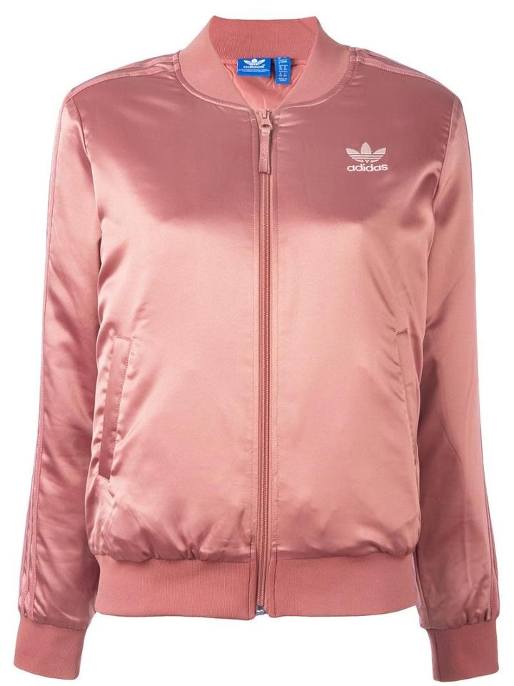 Adidas Satin Track Jacket, Women's, Size: 44, Yellow/orange, Polyester/spandex/elastane