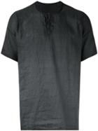 Transit - Henley T-shirt - Men - Linen/flax - M, Grey, Linen/flax