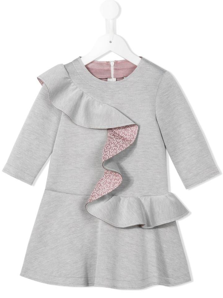 Fendi Kids Ruffle Insert Dress, Girl's, Size: 12 Yrs, Grey