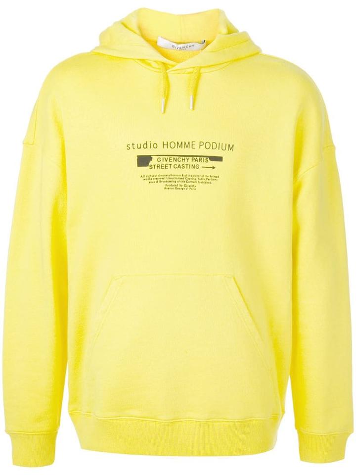 Givenchy Street Casting Logo Print Hoodie - Yellow