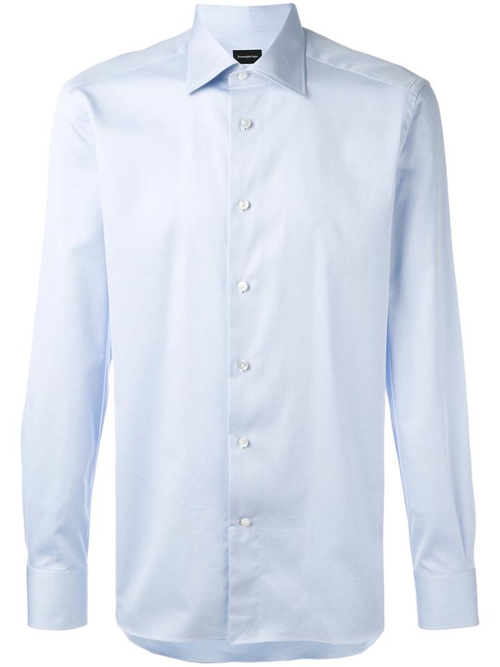 Ermenegildo Zegna - Curved Hem Shirt - Men - Cotton - 39, Blue, Cotton