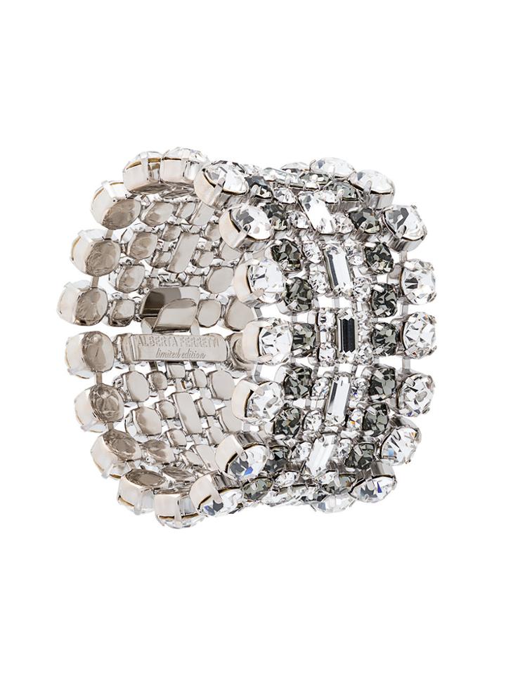 Alberta Ferretti Layered Rhinestone Bracelet - Metallic
