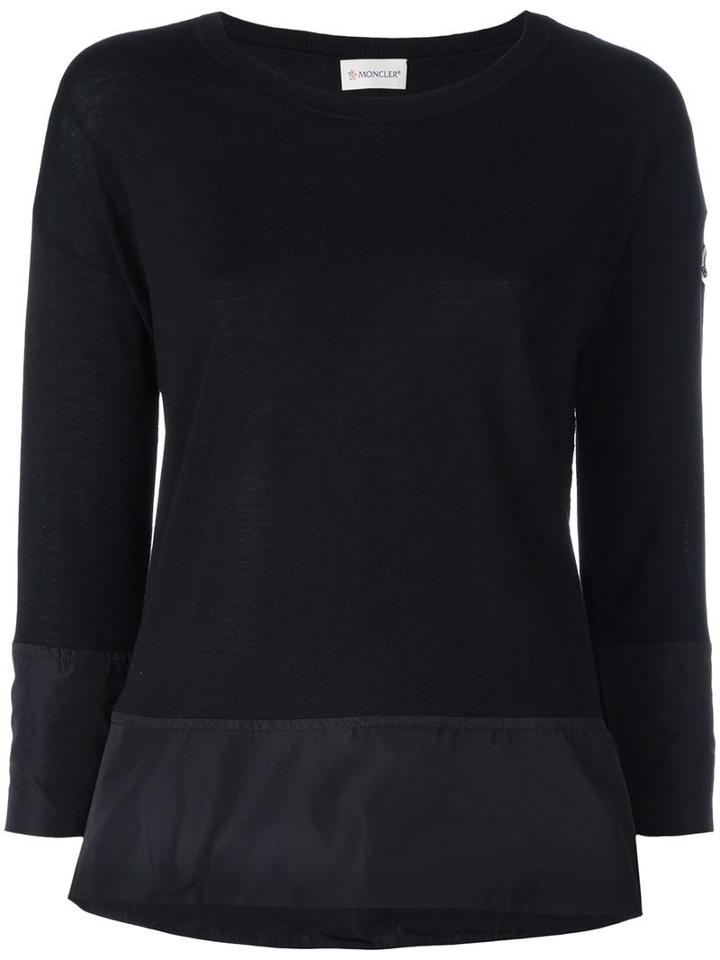 Moncler Contrast Trim Knitted Top, Women's, Size: Small, Black, Virgin Wool/polyester