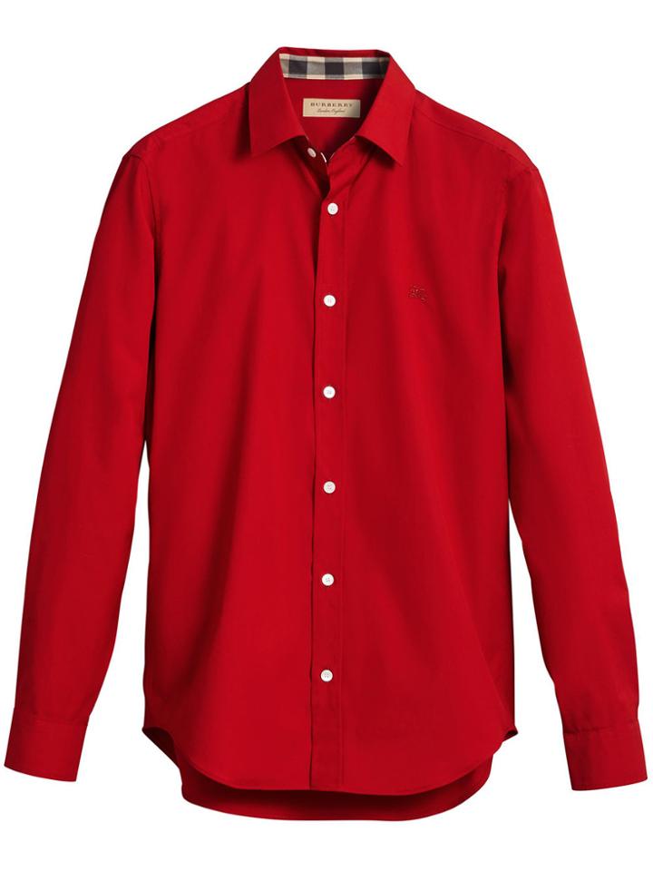 Burberry Check Detail Shirt - Red
