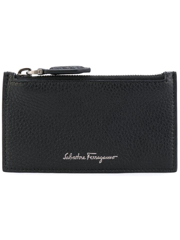 Salvatore Ferragamo 'firenze' Zipped Card Holder - Black