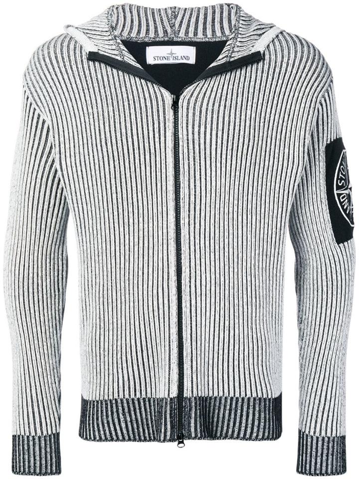Stone Island Ribbed-knit Hoodie - Black