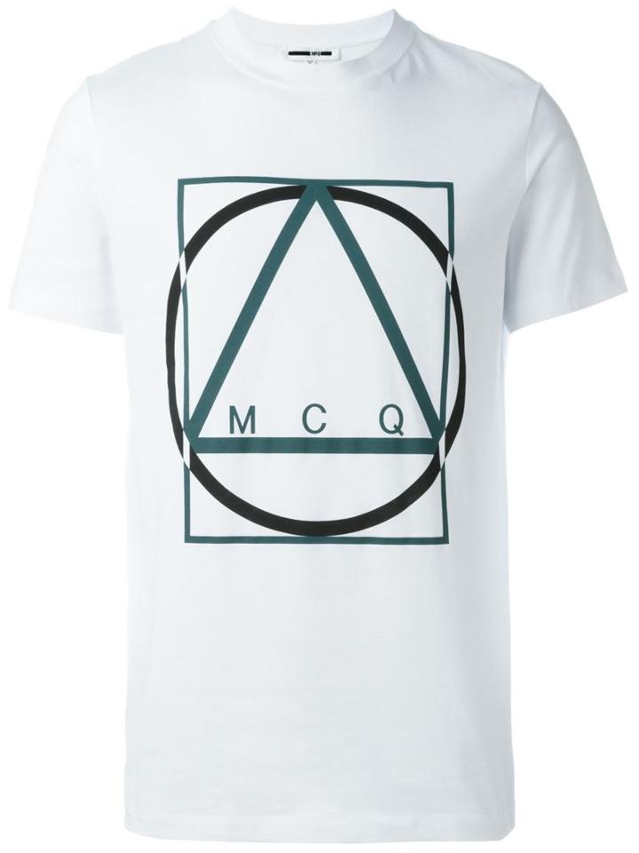 Mcq Alexander Mcqueen Multi Geo Print T-shirt, Men's, Size: Large, White, Cotton